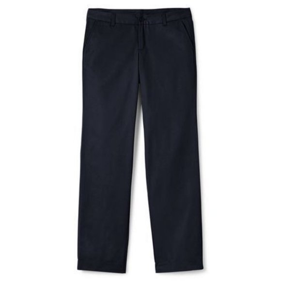 NWT LANDS' END WOMEN'S PERFECT FIT WRINKLE RESISTANT CHINO PANTS NAVY UNHEMMED 0 - Picture 1 of 5